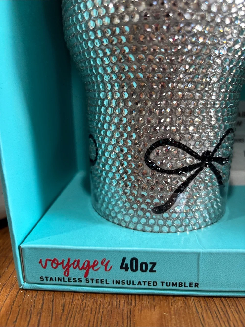 HydraPeak Silver Crystal Bow 40oz Travel Tumbler with Handle